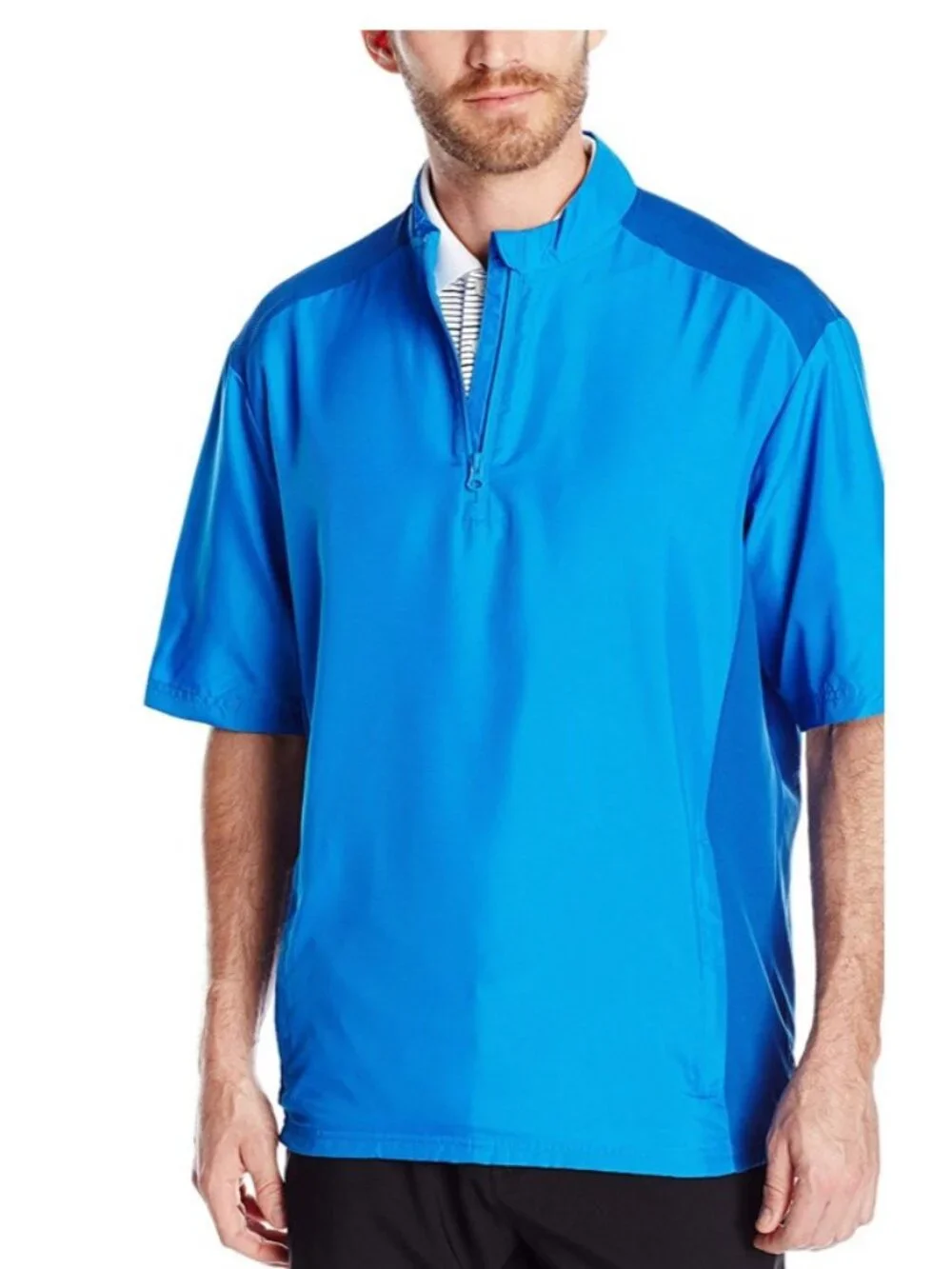 Adidas Windbreaker Shirt Blue Quarter Zip Short Sleeve Mens Small New